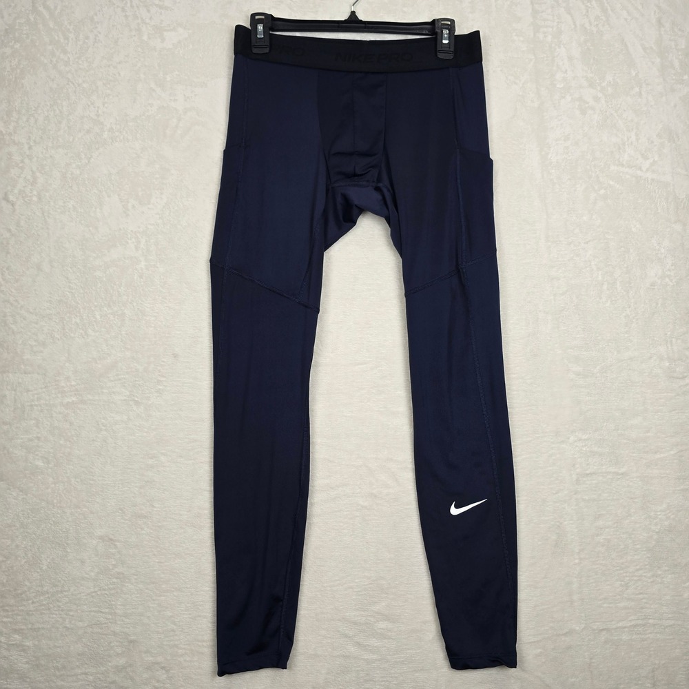 Nike Pro Dri-FIT Mens Tight Fit Training Leggings Navy Blue FB7952-451 Large